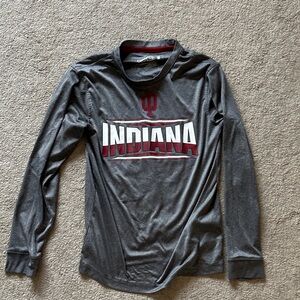 Campus Heritage Gray Long Sleeve Tee with Maroon and White Indiana Logo